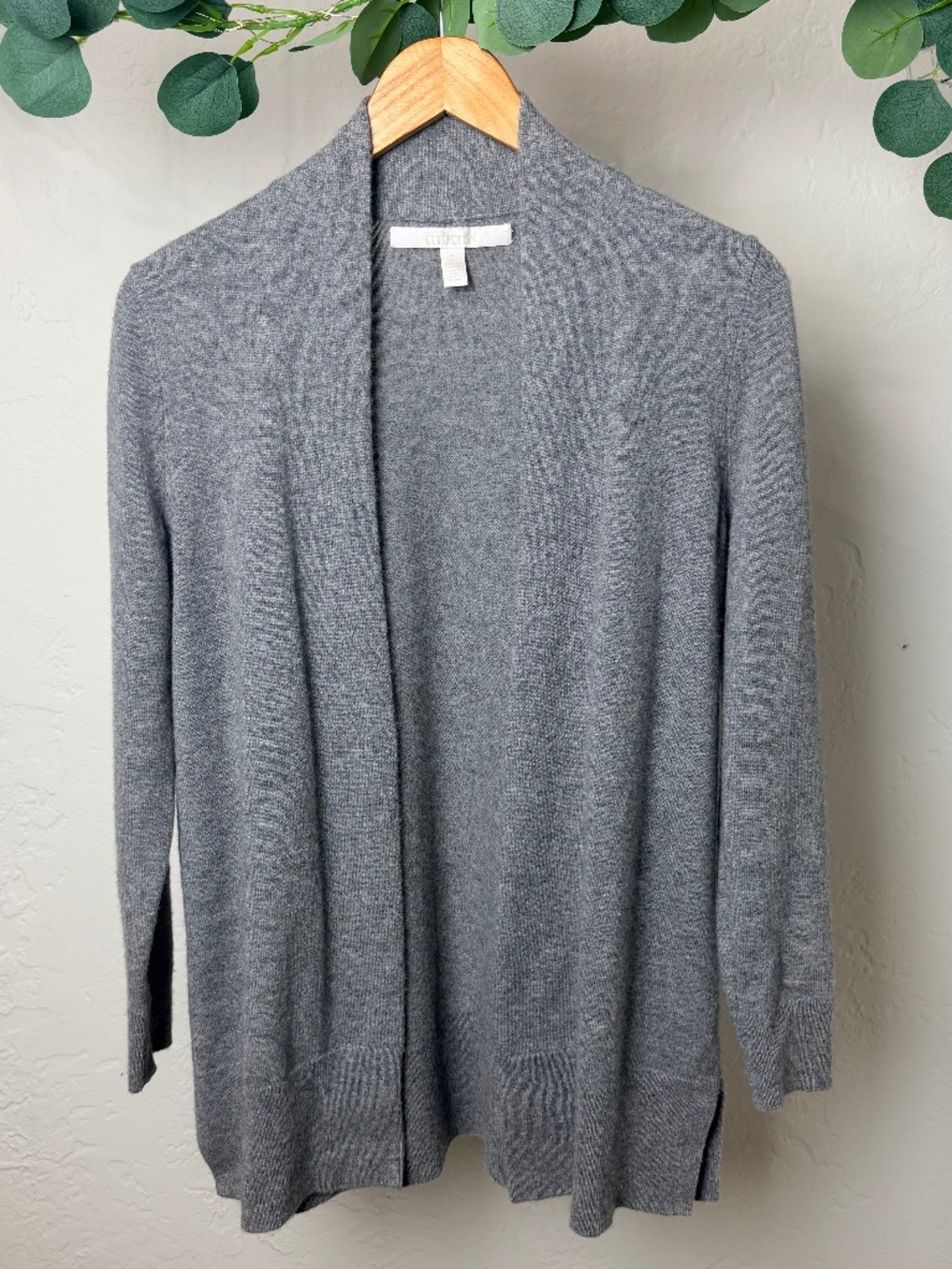 Nordstrom Collection 100% Cashmere Cardigan Gray Open Front Women’s Small